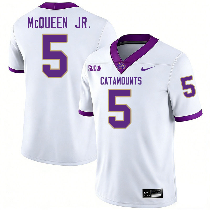Western Carolina Catamounts #5 Hayward McQueen Jr. College Football Jerseys,Uniforms-White